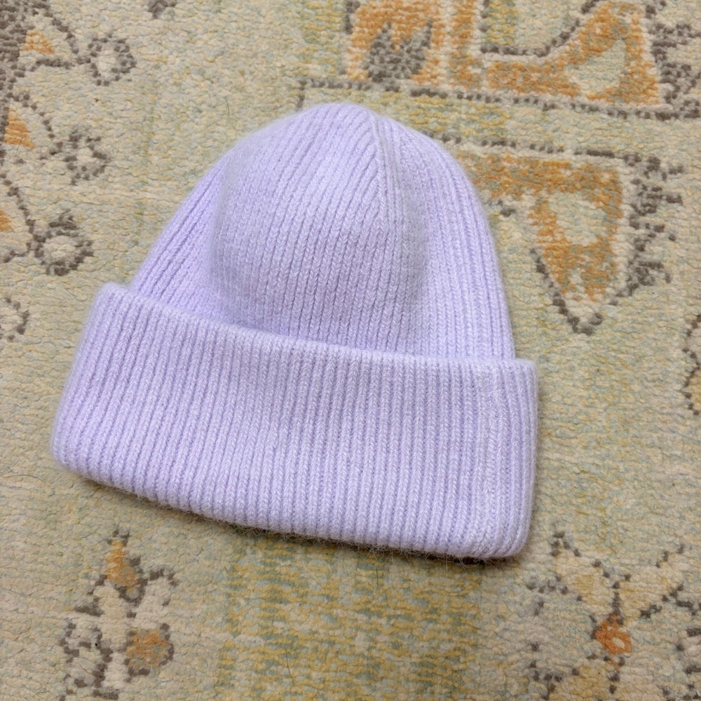 purple cashmere beanie ribbed